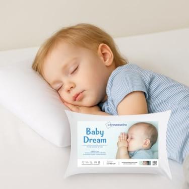 Imagem de Travesseiro Infantil Antialérgico e Antiácaros Baby Dream 30x40cm, Fibra de Poliéster Siliconada, Lavável à Máquina, para Bebês de 0 à 2 Anos Branco