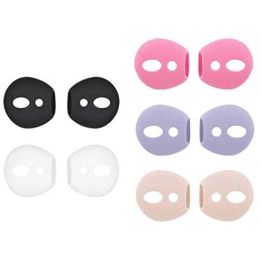 Imagem de Rayker Fit in Case Pontas de substituição para fones de ouvido, antiderrapante, encaixe em capa de carregamento, capas de silicone para fones de ouvido AirPods 1 e AirPods 2, 5 pares, White/Black/Pink/Purple/Gold