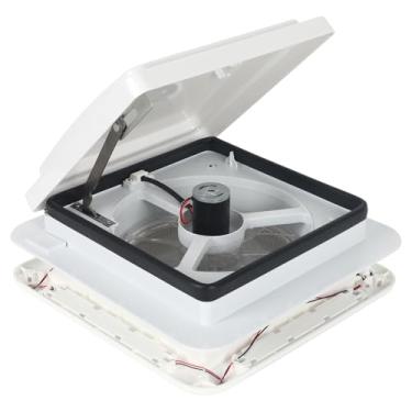 Imagem de ZDHQLHJ Ventilador de ventilação de teto RV de 35 cm, exaustor de 12 V com tampa ajustável, ventilação de ar bidirecional, manual silencioso e confiável, para banheiro de trailer de trailer (branco)