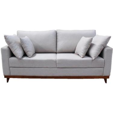 Imagem de Sofá 3 Lugares Noruega Base de Madeira Linho - Ultrasoft, Cinza Claro