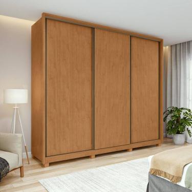 Imagem de Guarda-Roupa Casal 100% MDF 3 Portas 6 Gavetas Vitta 2,70 com Pés Amendoa/off White