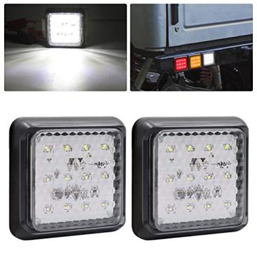 Imagem de YnGia 2 peças de luz traseira de LED para trailer, luz de parada traseira, 16 luzes de freio quadradas de LED indicadoras de seta, lâmpadas de corrida de 24 V para caminhão, trailer, caravana, trator
