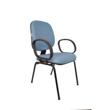 Imagem de Cadeira Fixa Diretor Fire - Maiart, Couro Sintetico Corano, Azul Claro