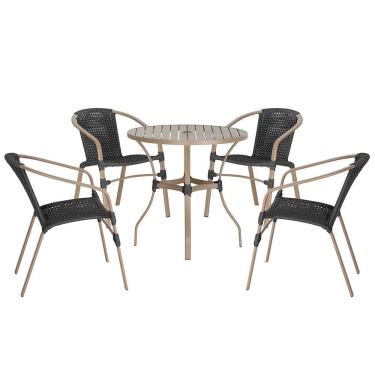 Imagem de 04 Cadeiras Floripa E Mesa Roma 100cm Fendi Trama Original Preto