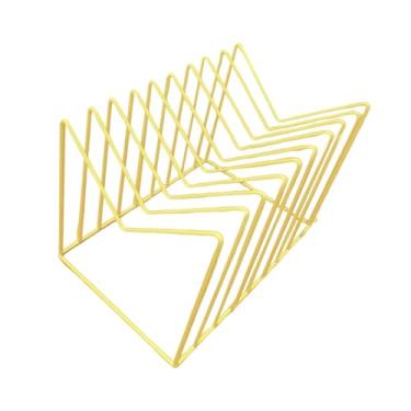 Imagem de IEUDNS Organizador de arquivos de mesa, organizador de estante de mesa, suporte para livros, decoração, porta-revistas multifuncional elegante, Ouro