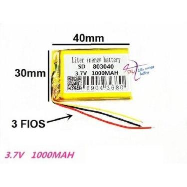 Imagem de 803040 3 Fios 1000mah 3,7v 8mmx 30mmx 40mm Recarregavel - bgb