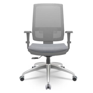 Imagem de Cadeira Brizza Diretor Grafite Tela Cinza Assento Vinil Cinza Base Rel