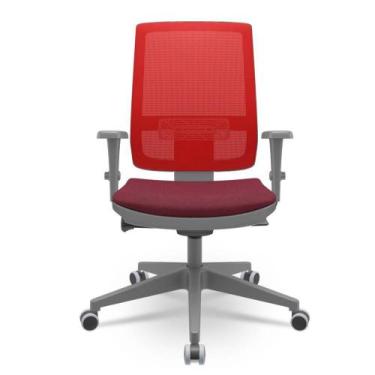 Imagem de Cadeira Brizza Diretor Grafite Tela Vermelha Assento Poliester Vinho A