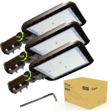 Imagem de Glitgate Luzes De Estacionamento Led 200W 30000Lm, Fotocélula Anoitecer Ao Amanhecer, Iluminação Pública Ajustável, Montagem Deslizante, Ip65, À Prova D'Água, Área Comercial Para Rua, Estrada, Pacot