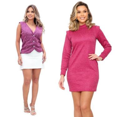 Imagem de kIT Vestido luana com colete Eli - La Germania, Roxo, Rosa, G