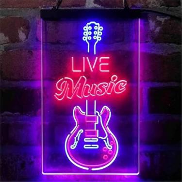 Imagem de Guitarras Rock Neon Sign Bar Music Rock Led Neon Light Sign Guitar Music Neon Signs Guitar Shape Music Neon Signs Party Wall Art Decor Music Music Lovers Gift With Dimmable Switch, B, 15.7"x23.6"