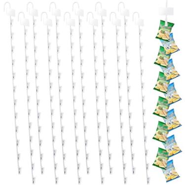 Imagem de Coume 12 Peças De Tiras Exposição Chips Penduradas Com Gancho Para Sacolas Salgadinhos Batata Concessão Loja Varejo Aumentar A Organização (Branco)