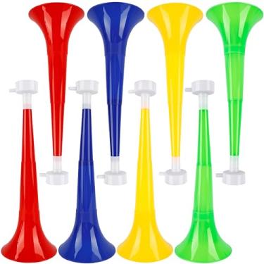 Imagem de Hoarost 8 Pcs 10.24 Inch Collapsible Stadium Horn Plastic Vuvuzela Trumpet Horn Loud Sound Noise Maker for Sporting Events Graduation Games School Sports Party Supplies (Color Set 1)