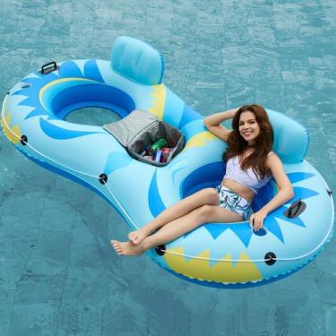 Imagem de Flutuador inflável de tubo fluvial Jasonwell para 2 pessoas com refrig