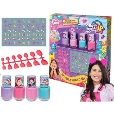 Imagem de Kit Esmalte Infantil Unha Postiça E Adesivos Maria Clara Jp - Brink Mo