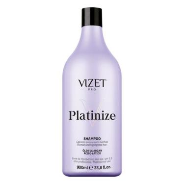 Imagem de Shampoo Matizador Cabelos Loiros e Grisalhos Platinize Vizet 900ml
