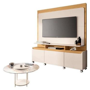 Imagem de Estante Home Theater Quantum Off White Cinamomo E Mesa De Centro Sky C
