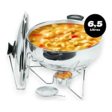 Imagem de Panela Rechaud Redondo Alumínio Tampa De Vidro 6,5 Litros - Alumínios 