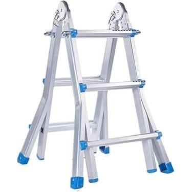 Imagem de Escada Dobrável Escada Dobrável De Alumínio Escada Portátil 6 Em 1 Degrau Escada De Extensão Para Serviço Pesado Para Casa, One Color, 3 Step Ladder