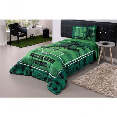 Imagem de Kit Edredom Plush Fofinho Infantil Dupla Face Dream 2 Peças Solteiro - Futebol