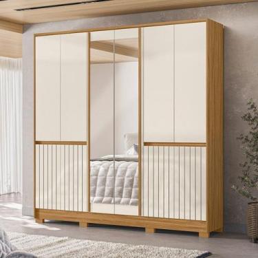 Imagem de Guarda Roupa Casal 10 Portas 4 Gavetas com 2 Espelhos Alasca - Moval