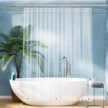 Imagem de Titanker Forro de cortina de chuveiro de plástico, forro de chuveiro transparente PEVA 166 x 72 cortinas de chuveiro leves à prova de água para banheiro com ímãs e ilhós à prova de ferrugem