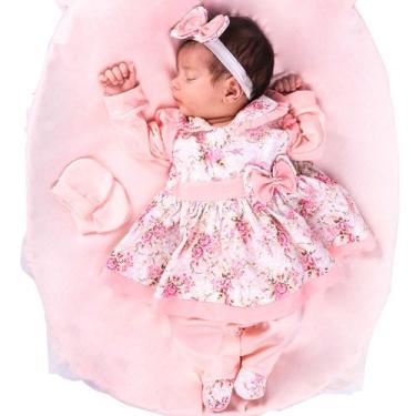 Imagem de Saída de Maternidade Menina Aconchego Charmosinha Floral Salmão 5 Peça