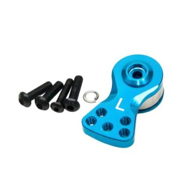 Imagem de MORFUM Aluminum Alloy 25T Servo Saver 3 Holes/5 Holes Adjustable Servo Horn 25T Adjustable Arm Compatible with Futaba Tamiya Servos 1/10 Tra-xxas RC Car Boat Helicopter Upgrades (Blue-L)