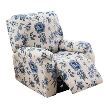 Imagem de CRFATOP Capas reclináveis estampadas com braços 4 peças Lazyboy capa de cadeira reclinável antiderrapante para cadeira reclinável com bolsos de armazenamento, protetor de móveis para sala de estar