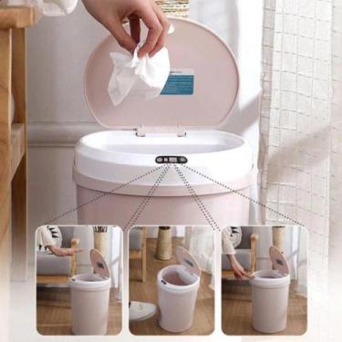 Imagem de Lixeira Automática Redonda 5 Litros Com Sensor - Branca - Globalmix