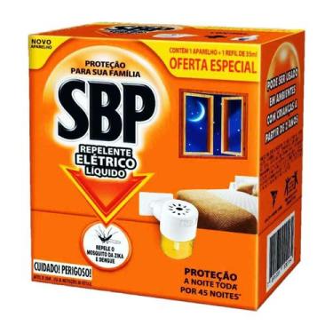 Imagem de Repelente Elétrico Liquido Sbp 45 Noites Aparelho Refil 35Ml - Automat
