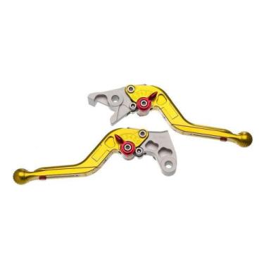 Imagem de Par Manete Moto X Super Bike C/ Regulagens 3 Dedos Cb 600 Hornet, Dour