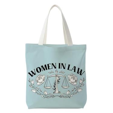 Imagem de NATSUNO Presentes de advogado para mulheres, sacola de lona para advogados, presentes de graduação em direito, sacolas de compras reutilizáveis (azul)