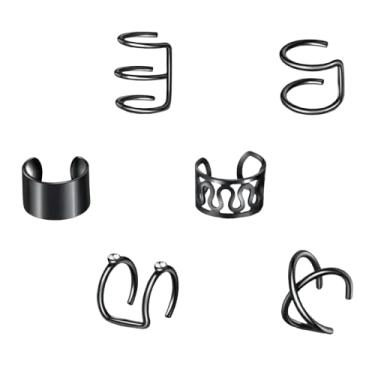 Imagem de Kit 6 Brincos Pressão Piercing Orelha Black