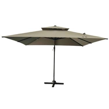 Imagem de Ombrelone Lateral Trancoso Tulum Fratini 300cm (larg) Base Cruz Alumínio Marrom Taupe Capa Poliéster