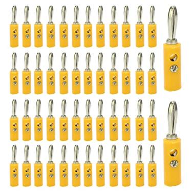 Imagem de 50 peças JT-002 Plugues Banana 4mm Fio de Alto-falante Plugues Banana Conectores Tipo Parafuso Adaptador de Plugue de Latão Niquelado (Amarelo)