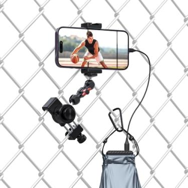 Imagem de SUREWO Suporte de cerca de celular de alumínio para iPhone, Go Pro, DJI Osmo Action 5Pro/4/3/2, Insta360, Mevo Start Clip Stand para Gravação de Beisebol Softball Tênis (Montagem de Cerca)