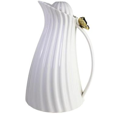 Imagem de Garrafa Térmica 1L Borboleta Premium Branca Dourada - Mb Home