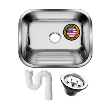 Imagem de Tanque Lavanderia Inox 304 Grande 50x40 Sobrepor Embutir 30l - AS