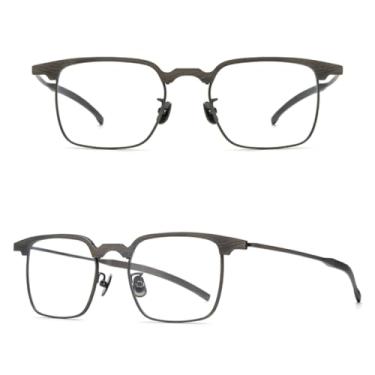 Imagem de VFDHN Armação de óculos de titânio masculina, vintage, retrô, tamanho grande, ultraleve (cinza C3)