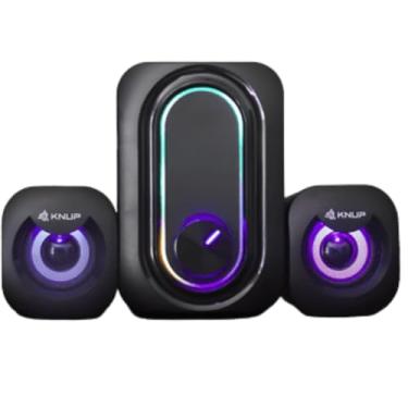 Imagem de Caixa de Som 2.1 Canais, 11W RMS, Bluetooth e USB, com Subwoofer, LED RGB e Controle de Volume, Preta