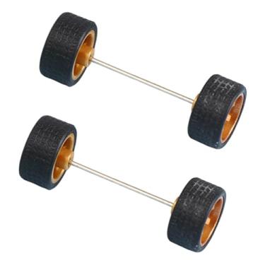 Imagem de MotiveTech 2x 1/64 Escala Pneus Modificados Liga Carro Modificação Rodas com Eixo de Rolamento em Miniatura Brinquedo, Bronze, Tamanho real
