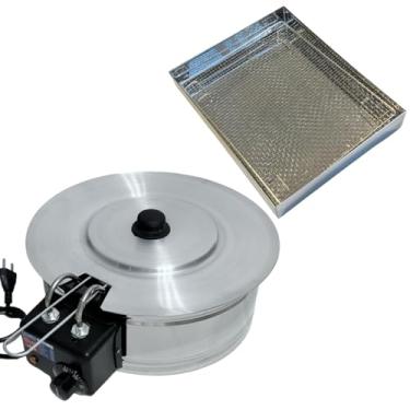 Imagem de Kit Fritadeira Elétrica Industrial Tacho Redondo Esmaltado 5 Litros com Escorredor M e Tampa(220)