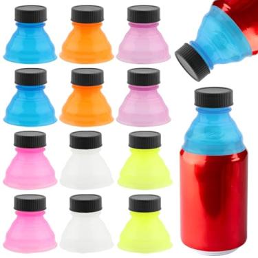 Imagem de Pacote com 12 tampas de lata de refrigerante, tampa de lata de refrigerante à prova de derramamento de 6 cores, capas reutilizáveis para cerveja, bebidas energéticas, suco, acessórios de refrigerantes
