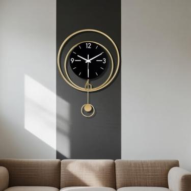 Imagem de Relógio de parede decorativo, quartzo silencioso de qualidade sem tique-taque, operado por bateria com pêndulo, relógio de parede grande para sala de estar, cozinha, casa, banheiro, quarto, decoração