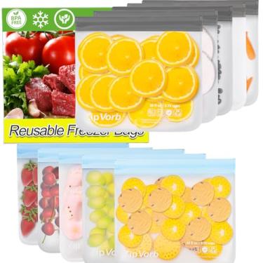 Imagem de GEHEN Sacos reutilizáveis para congelador de sanduíche - pode ser lavado na lava-louças, livre de BPA, à prova de vazamento para carne, cereais, vegetais e organização de armazenamento de cozinha