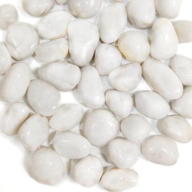 Imagem de HappyFiller Pedras de pedras polidas brancas decorativas naturais para cascalho de aquário, aquário de tartaruga de peixe, decoração de plantas suculentas internas ao ar livre, paisagismo, 8 kg