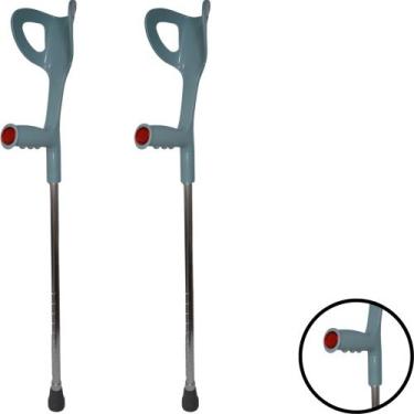 Imagem de Par de Muletas Canadense Adulta Fixa 120kg Cinza Supermedy