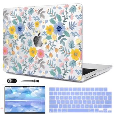 Imagem de LCMOCICO Compatível com MacBook Pro 14 polegadas 2024 2023 2022 2021 versão M4 A3112 A3185 A3401 M3 A2918 A2992 M2 A2779 M1 A2442 Pro/Max Chip, padrão brilhante plástico rígido Capa de concha, flores