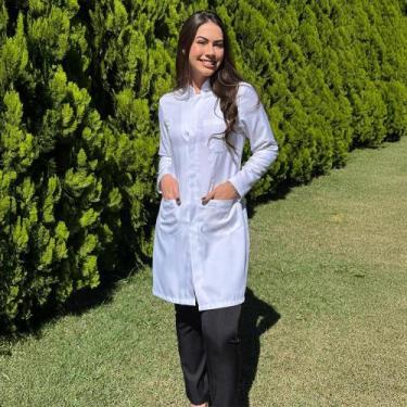 Imagem de Jaleco feminino gabardine acinturado manga longa Blanco Raro, PP